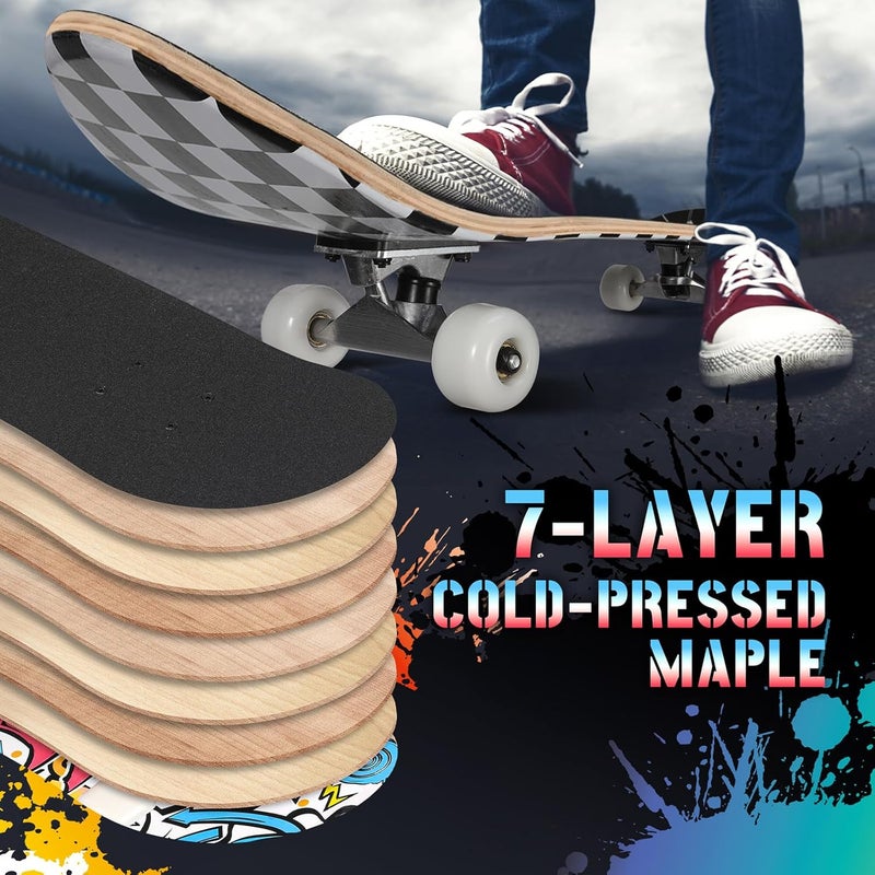 Anysun Pro Complete Skateboards for Beginners Girls Boys Kids Youths Teens Adults 31"x8" Skate Boards 7 Layers Canadian Maple Double Kick Deck Concave Longboard - Image 4